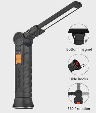 Oplaadbare COB LED Werklamp met Magneet & Haak - USB Camping Zaklamp