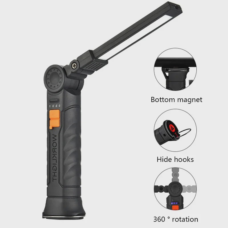 Oplaadbare COB LED Werklamp met Magneet & Haak - USB Camping Zaklamp