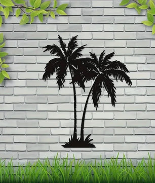 Tropische Palmboom Metaal Wanddecoratie - Buiten & Binnen - Strandhuis Stijl