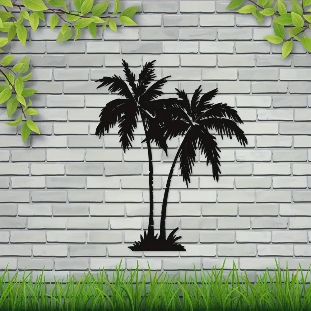 Tropische Palmboom Metaal Wanddecoratie - Buiten & Binnen - Strandhuis Stijl