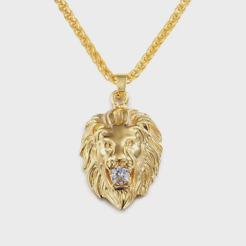 Gouden Leeuwenkop Hanger Ketting voor Mannen - Stijlvolle Hip Hop & Rock Sieraden