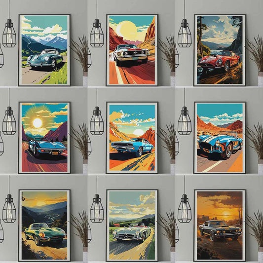 Retro Mustang Muscle Car Canvas Print - Vintage Sportauto Muurdecoratie
