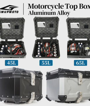 Waterdichte Aluminium Motor Topcase - 45L, 55L, 65L - Helmbox & Bagagebox