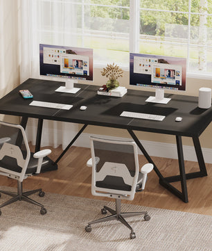 Tribesigns 180cm Executive Bureau - Modern Zwart Bureau met Metalen Frame