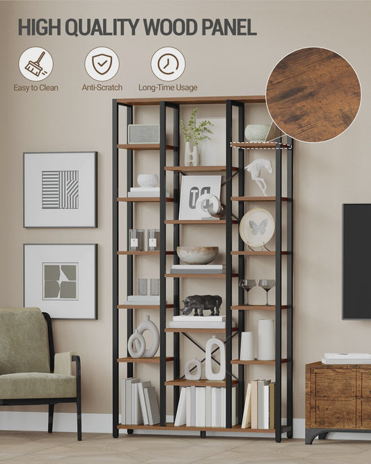 Stijlvolle Boekenkast met 6 etages en 18 open vakken - Ideaal voor Woonkamer, Kantoor of Slaapkamer