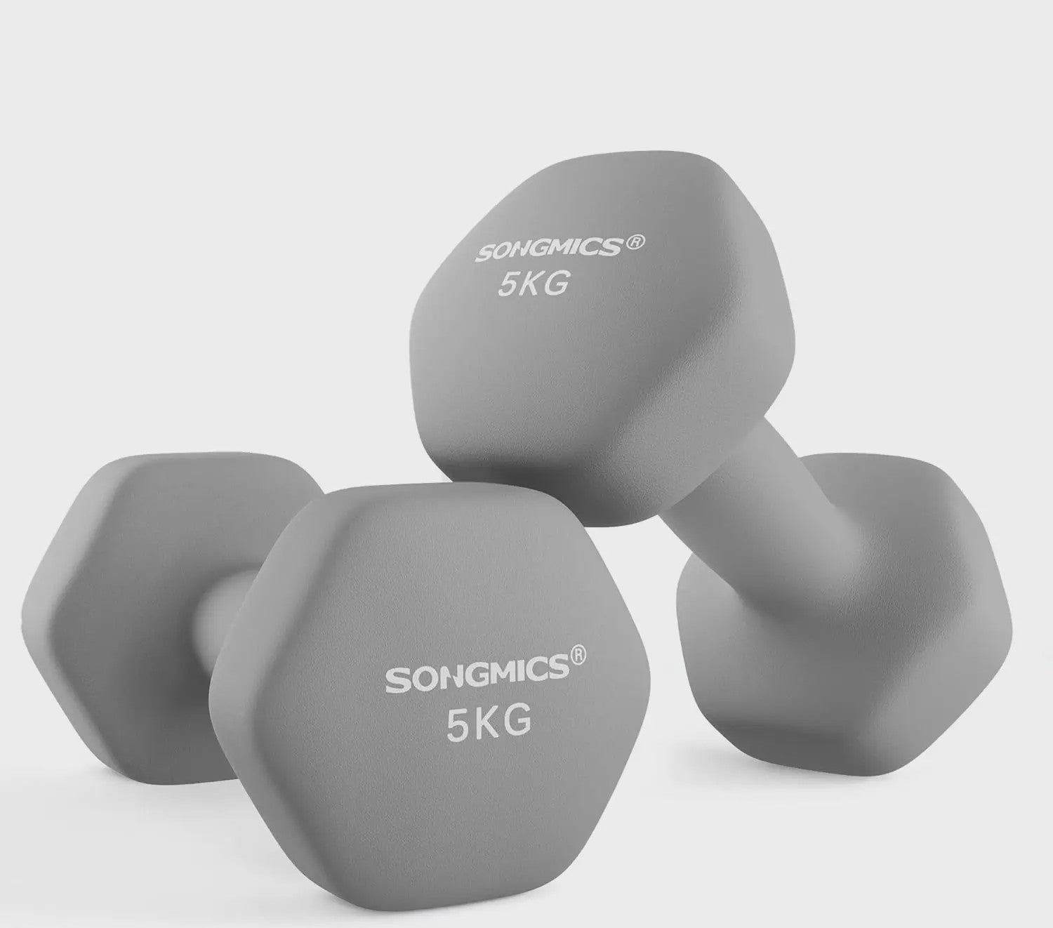 SONGMICS Dumbbell Set 2x5 kg - Hexagon Vorm met Neopreen Coating