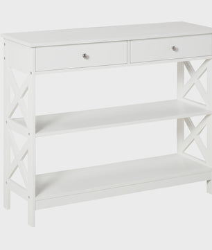 Witte Console Tafel met 2 Lades en 2 Open Vakken - 100x30.5x80cm
