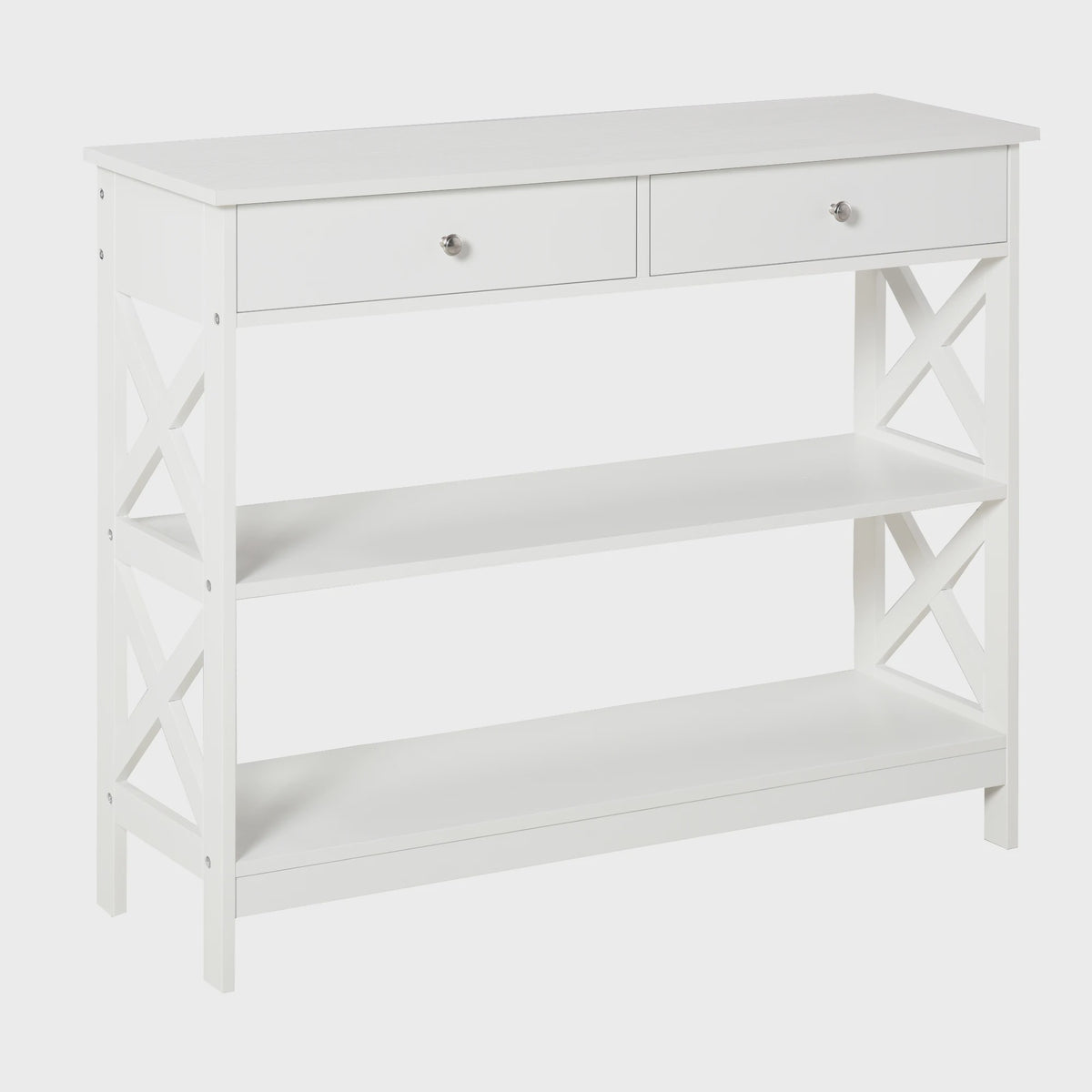 Witte Console Tafel met 2 Lades en 2 Open Vakken - 100x30.5x80cm