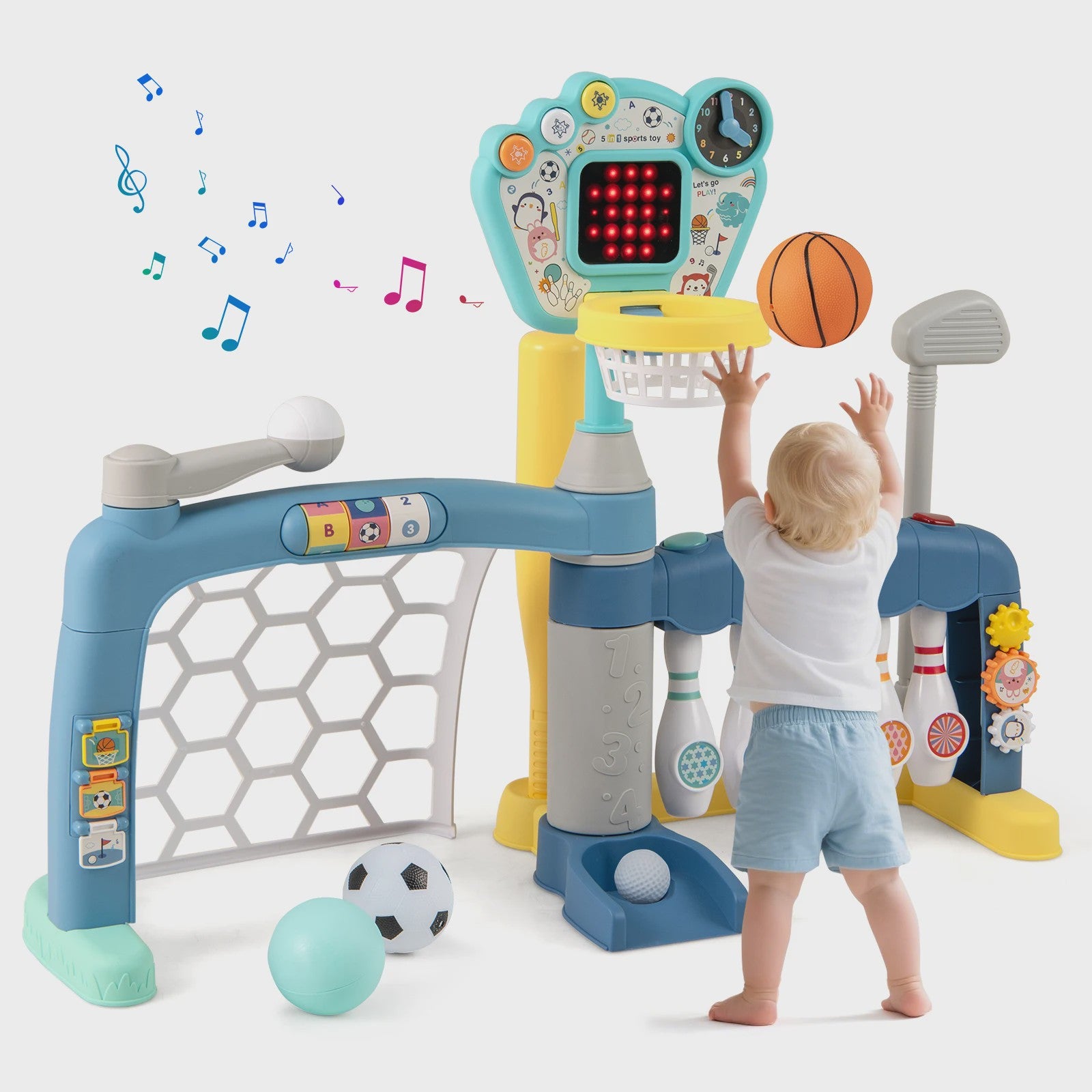 5-in-1 Peuter Sport Speelgoed: Basketbal, Voetbal, Golf, Bowling & Honkbal