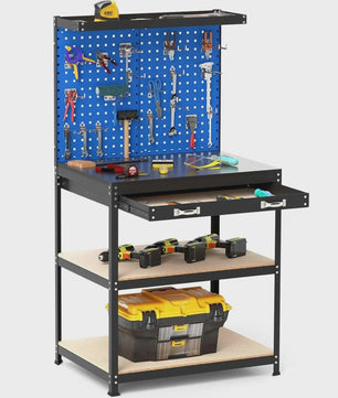 Robuuste Werkbank 81x41 cm met 225 kg Draagkracht - Blauwe Werktafel voor Garage & Werkplaats