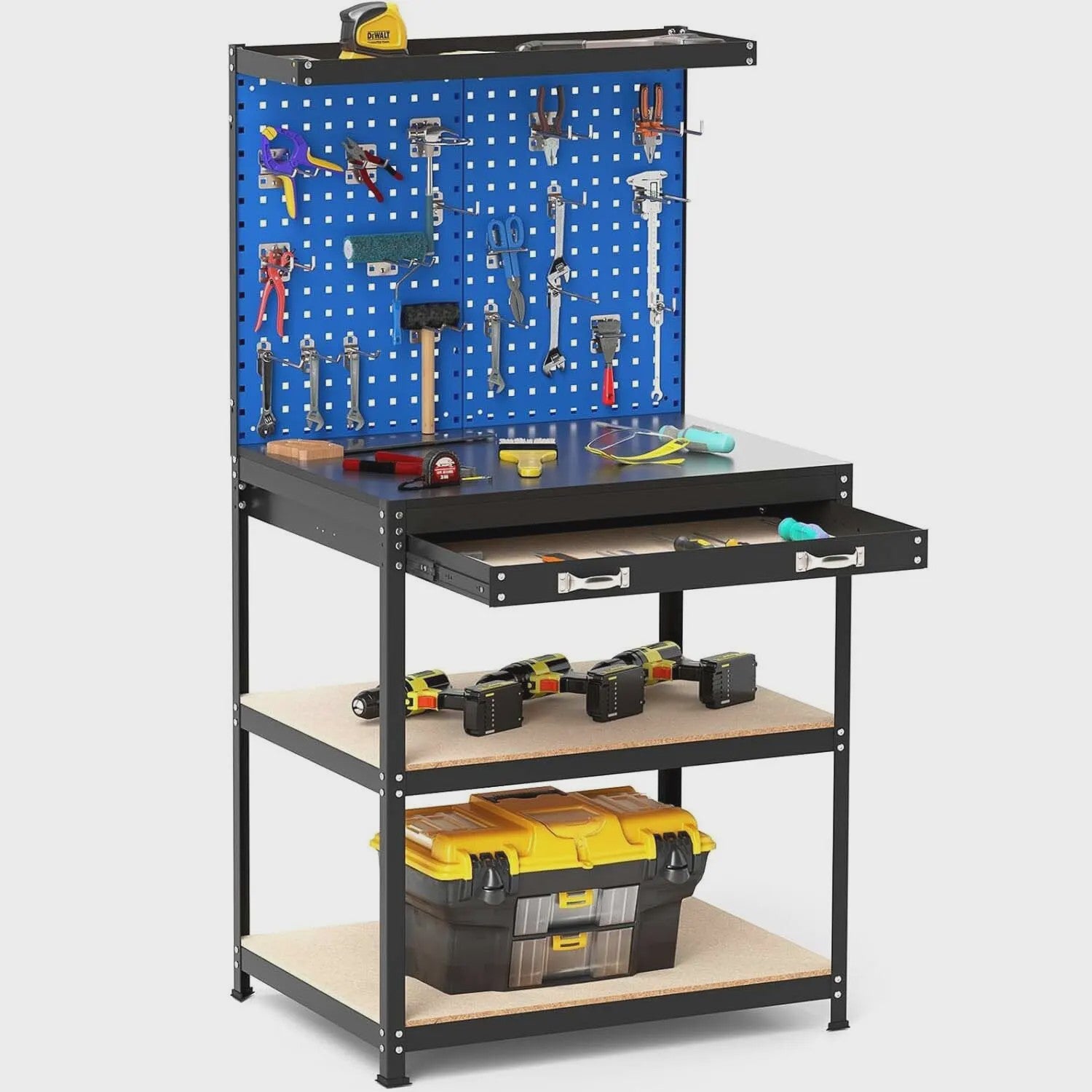 Robuuste Werkbank 81x41 cm met 225 kg Draagkracht - Blauwe Werktafel voor Garage & Werkplaats