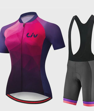 LIV Dames Fietsset Zomer - Korte Mouwen Jersey & Bibshort - Sneldrogend