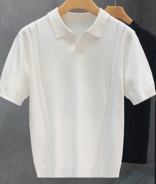 Luxe Gebreide Polo Heren - Zomer Ice Silk Korte Mouw
