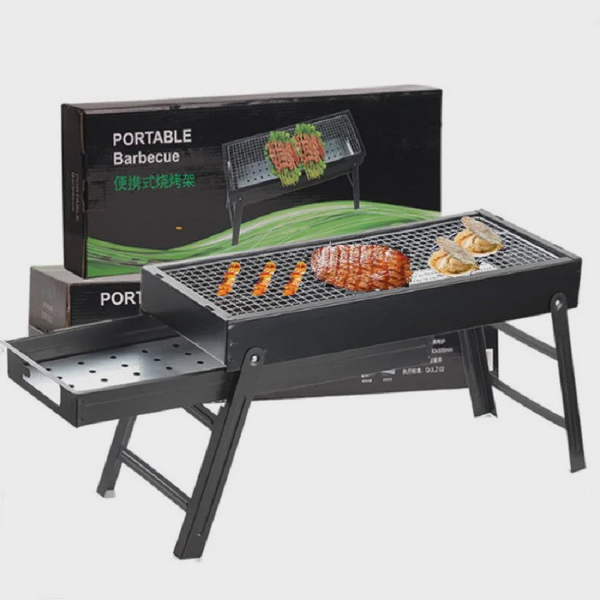 Opvouwbare Draagbare Barbecue met Aslade - Compact & Stabiel voor Camping & Picknick