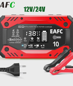 Slimme Acculader 12V/24V met Pulsreparatie & LCD Display - Voor Auto & Motor