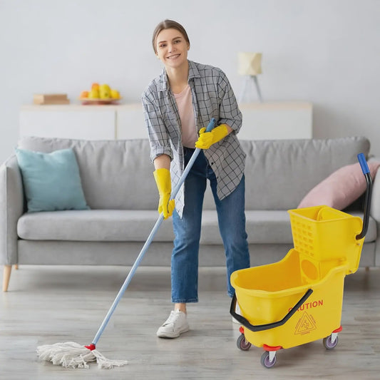 Professionele Dweilemmer met Wringer en Wielen - 32L Capaciteit