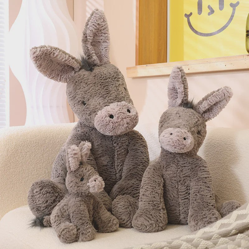 Lieve Grijze Pluche Ezel Knuffel - Verkrijgbaar in 23, 40 en 60 cm - Zacht Speelgoed voor Kinderen en Decoratie