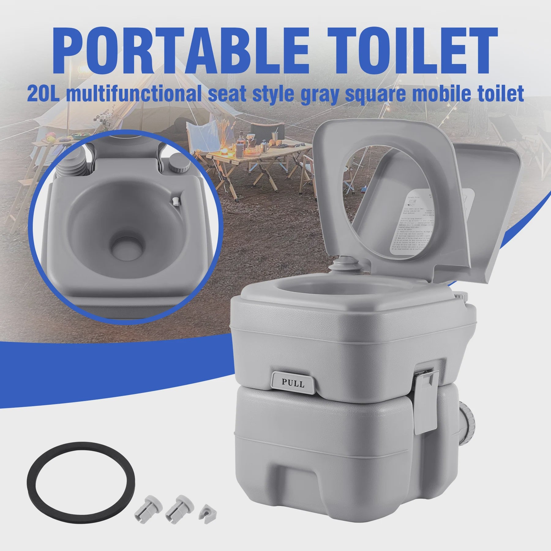 20L Draagbaar Camping Toilet - Mobiel Reis Toilet voor Buiten, Ouderen & Zwangeren