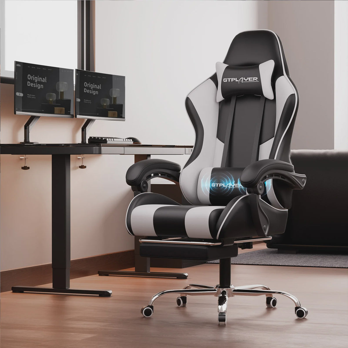 Gtplayer Ergonomische Gaming Chair met Massagefunctie en Voetensteun
