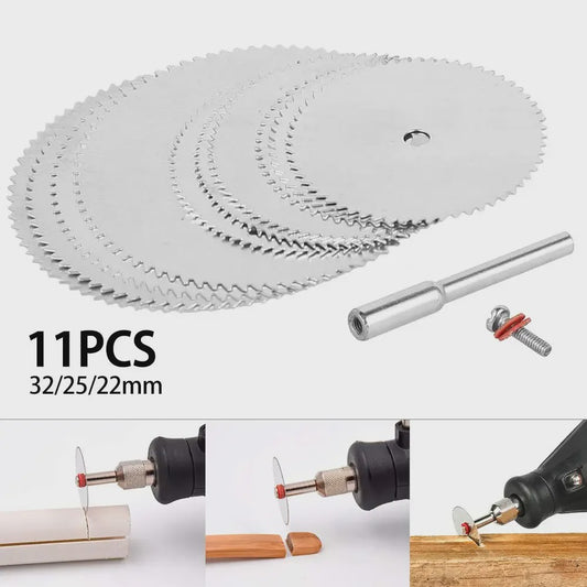 11-delige set mini cirkelzaagbladen: Precisie snijden in metaal, hout & plastic