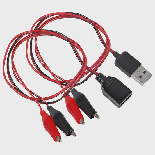 2x USB naar Alligator Klem Kabel Adapter - Male & Female voor Circuit Test