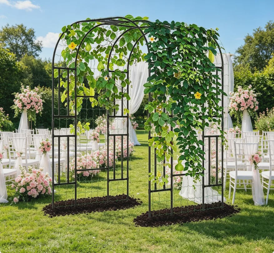 Zwarte Metalen Tuinboog 2.2m - Klimrek voor Klimplanten, Groenten & Rozen