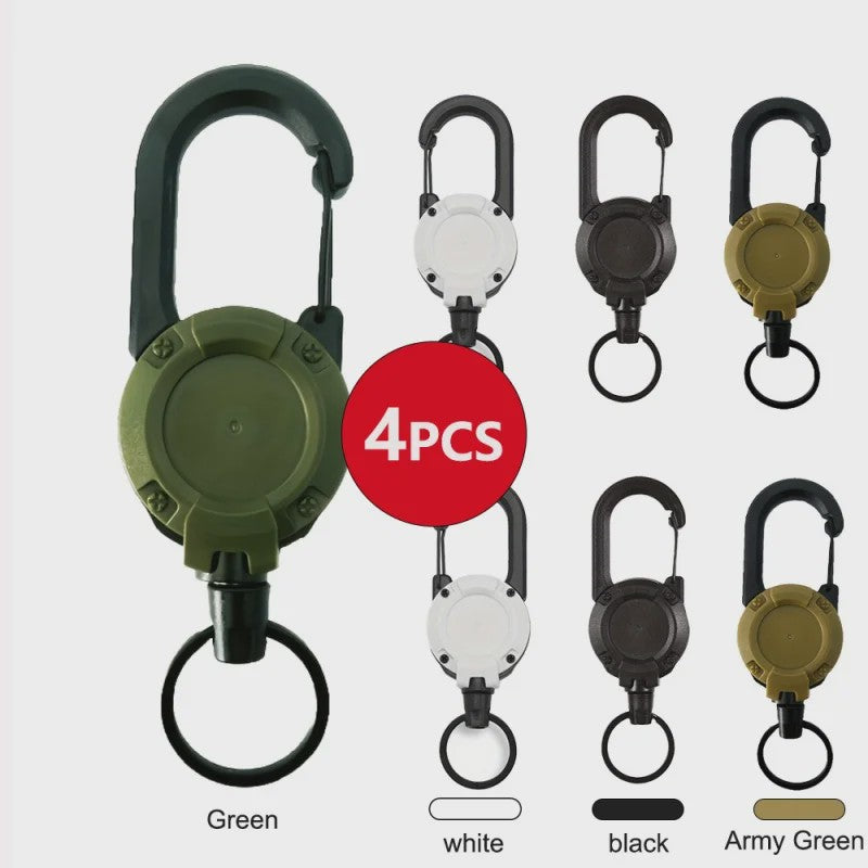 Robuuste Intrekbare Sleutelhanger met Karabijnhaak - Ideaal voor ID-badges, Sleutels & Outdoor