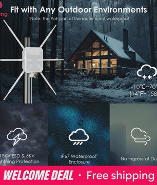 Krachtige WiFi 6 Outdoor Access Point | Dual Band 2.4G/5G | Mesh Extender | PoE | IP67 Weerbestendig