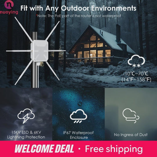 Krachtige WiFi 6 Outdoor Access Point | Dual Band 2.4G/5G | Mesh Extender | PoE | IP67 Weerbestendig