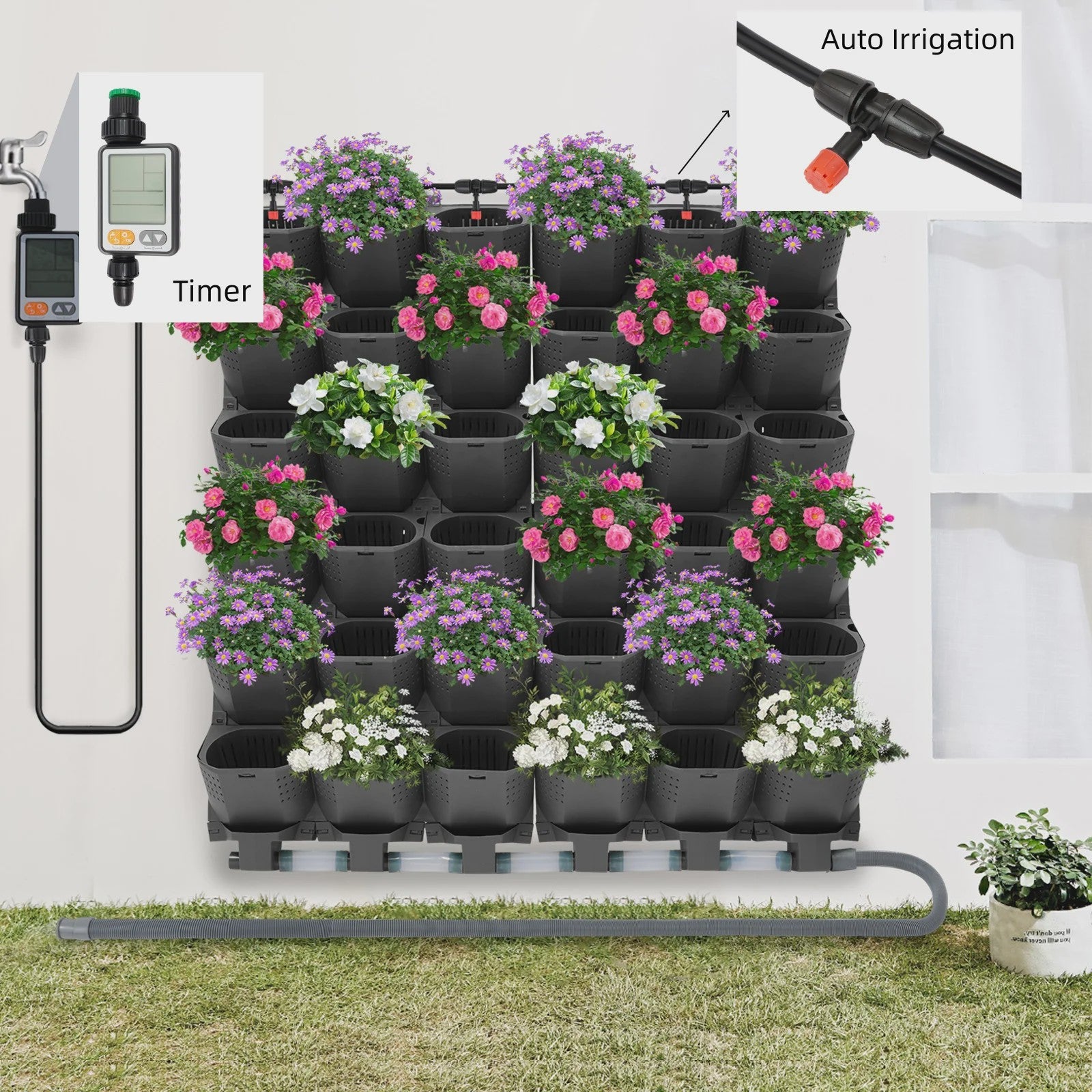 Verticale Wandplanter met Timer - Zelfwaterend - 36 Vakken - 100x118.5cm