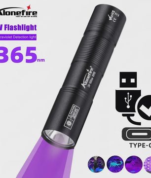 Compacte 365nm UV Zaklamp - USB Oplaadbaar - Multifunctioneel Detectielicht