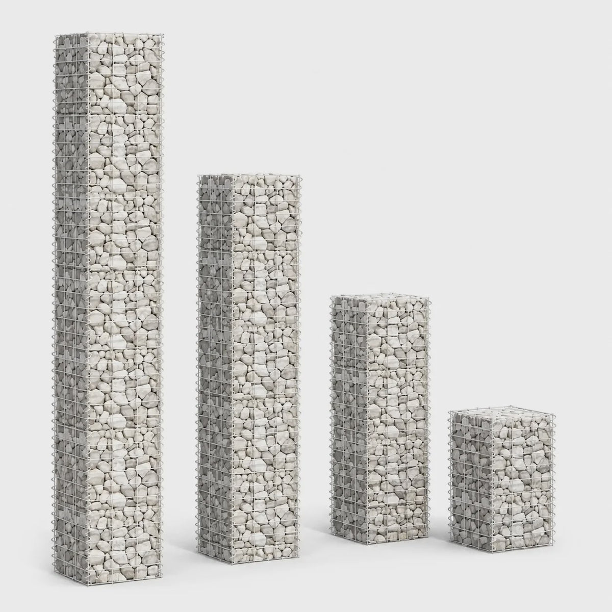 Gabion Verhoogde Plantenbak Set 4 Stuks - 30x30 cm, 50-200 cm Hoog - Tuin & Terras