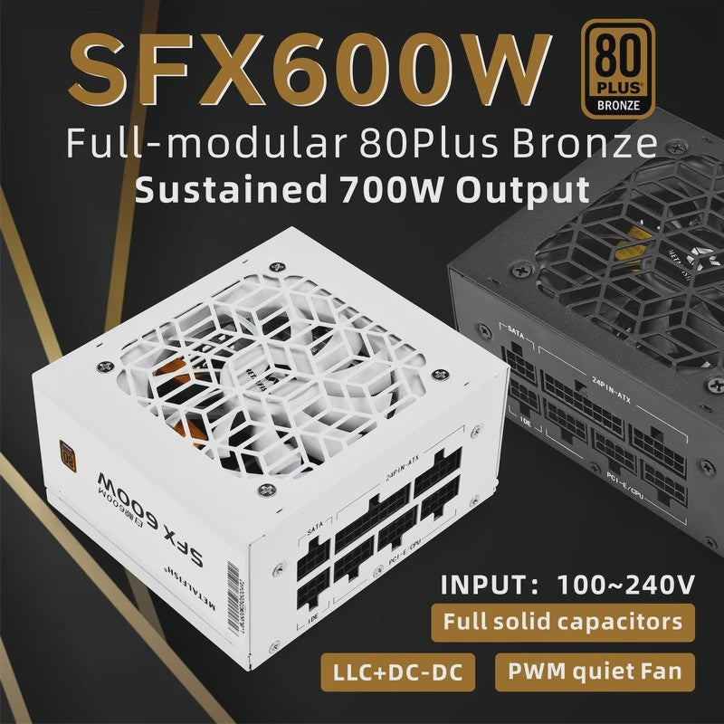 METALFISH SFX 600W 80 Plus Bronze Volledig Modulaire Voeding voor Mini ITX PC's