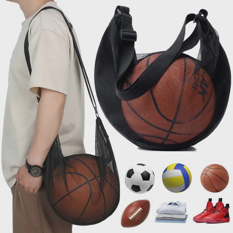 Sportbal Tas Mesh - Crossbody Balhouder voor Basketbal, Voetbal, Volleybal