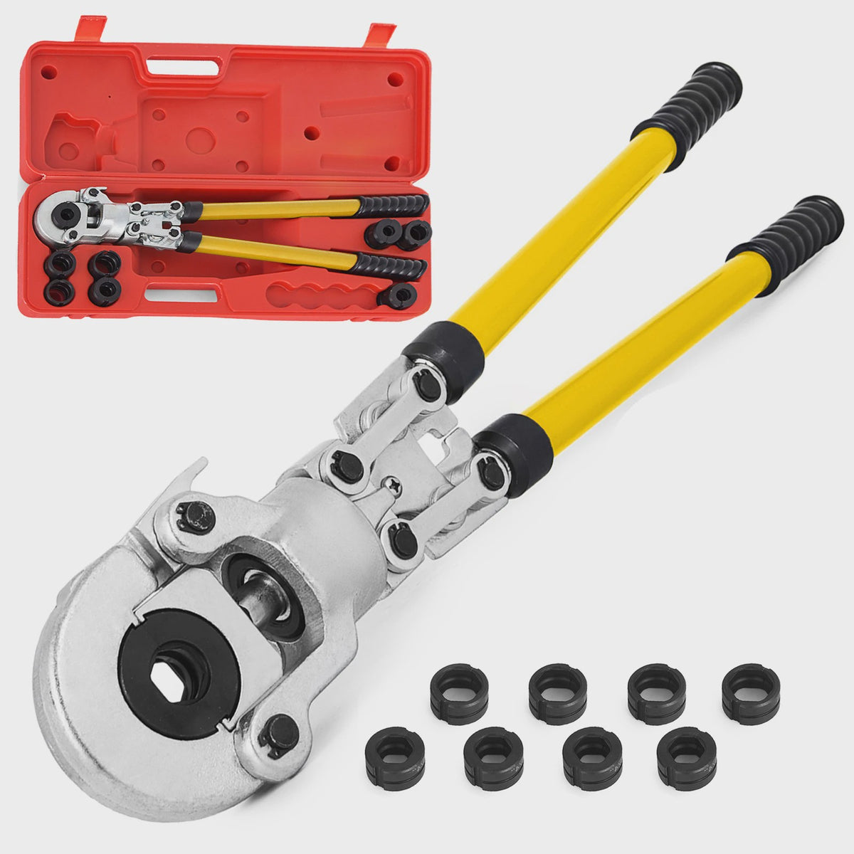 Professionele Perstang voor PE/PB Leidingen 16-32mm met 8 Matrijzen