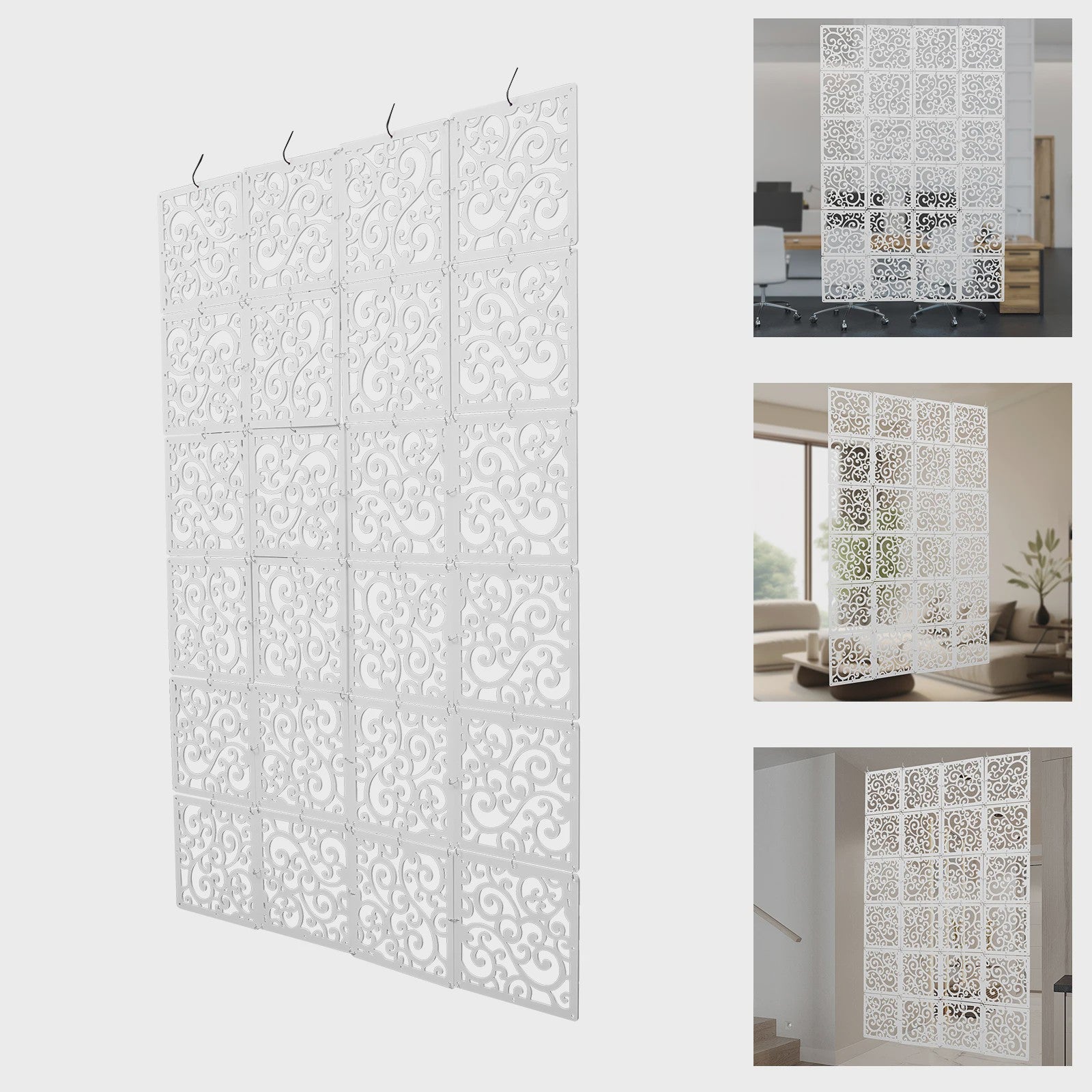 24 Stuks Hangende Kamerverdeler Schermen met Ranken Bloemenpatroon - Decoratie & Privacy