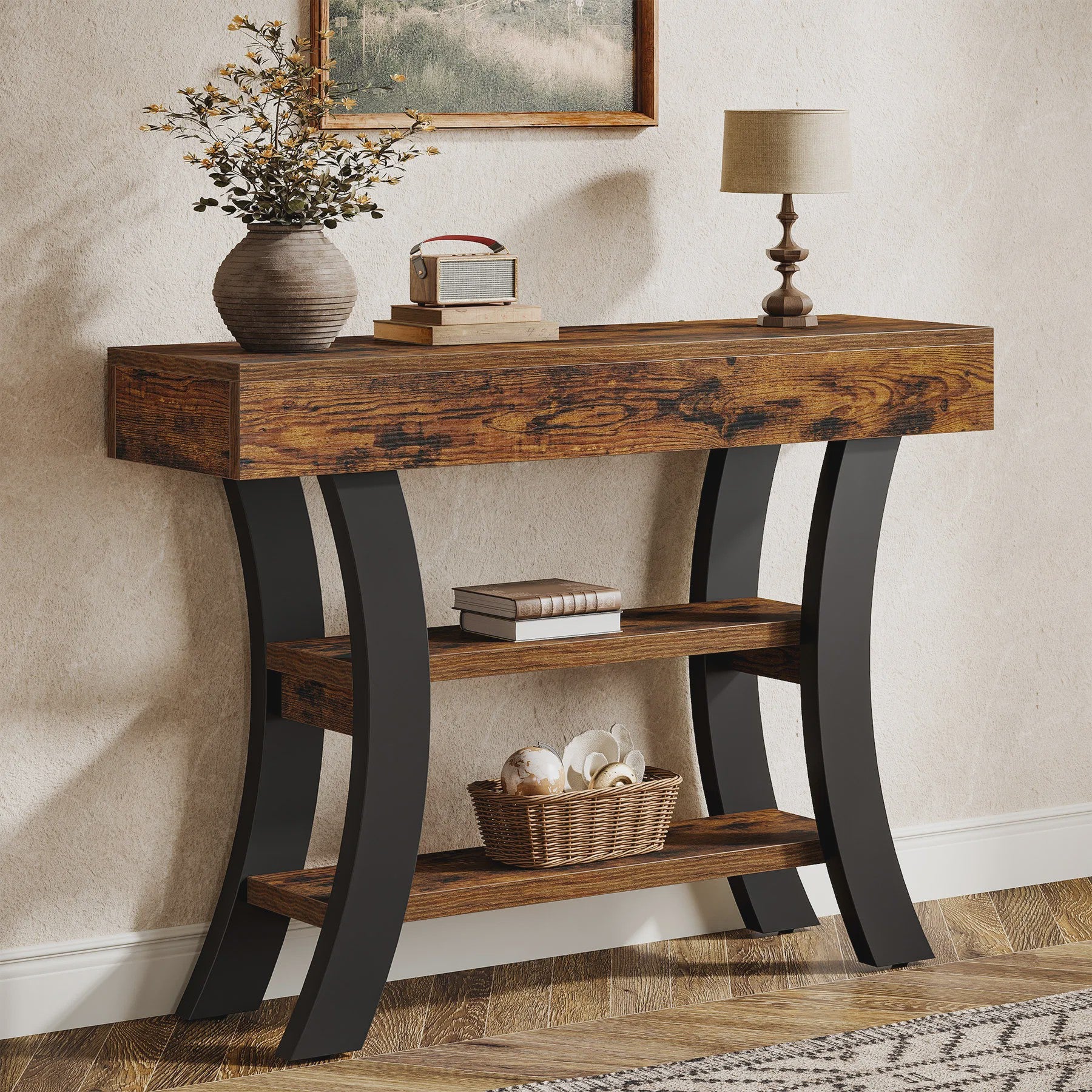 Rustieke Console Tafel met 3 Niveaus - Entree, Hal of Woonkamer