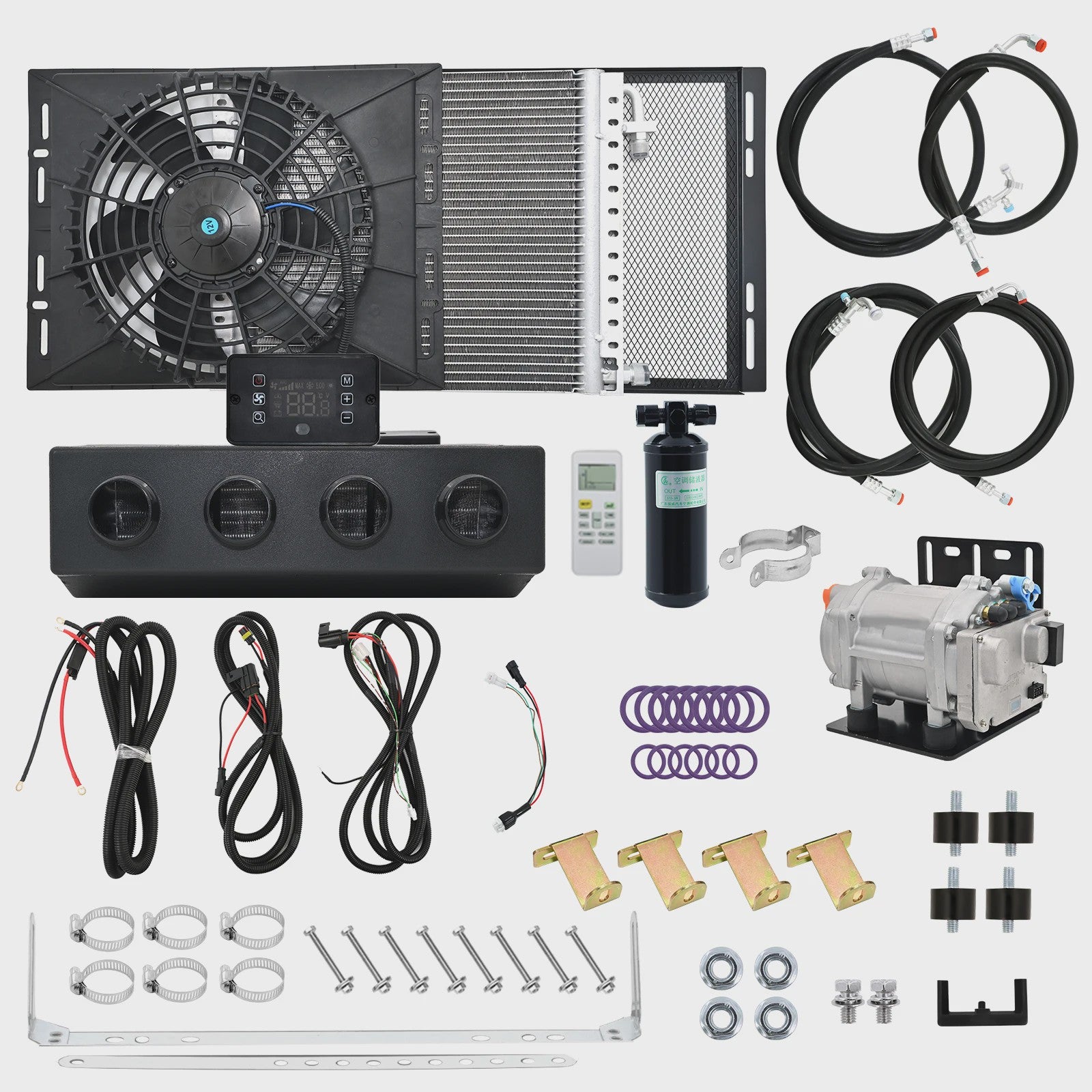 Universele 12V/24V Elektrische Airco & Verwarming Unit met Compressor voor Vrachtwagen en Camper