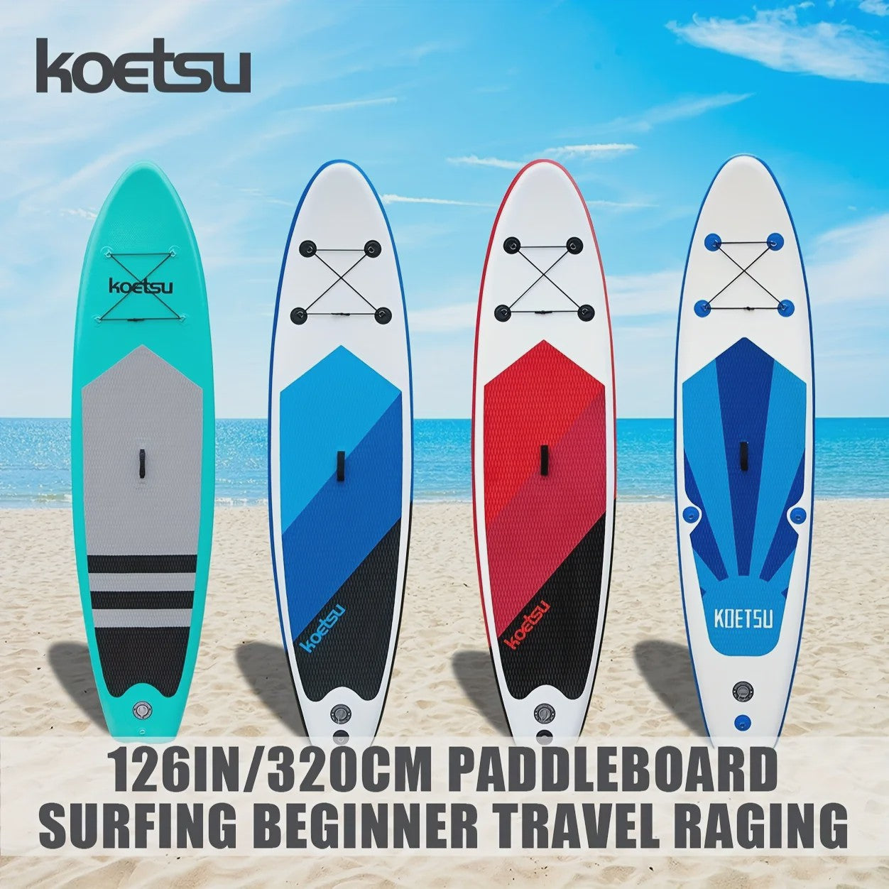 KOETSU 320cm Opblaasbare SUP Board - Staand Peddelen, Surfen, Reizen & Yoga