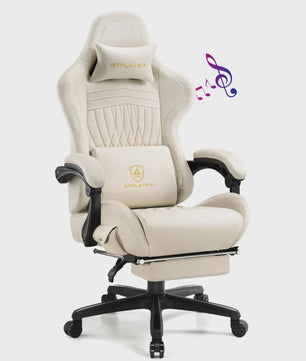 GTPLAYER Ergonomische Gaming Stoel met Voetensteun en Muziek Speakers tot 150kg
