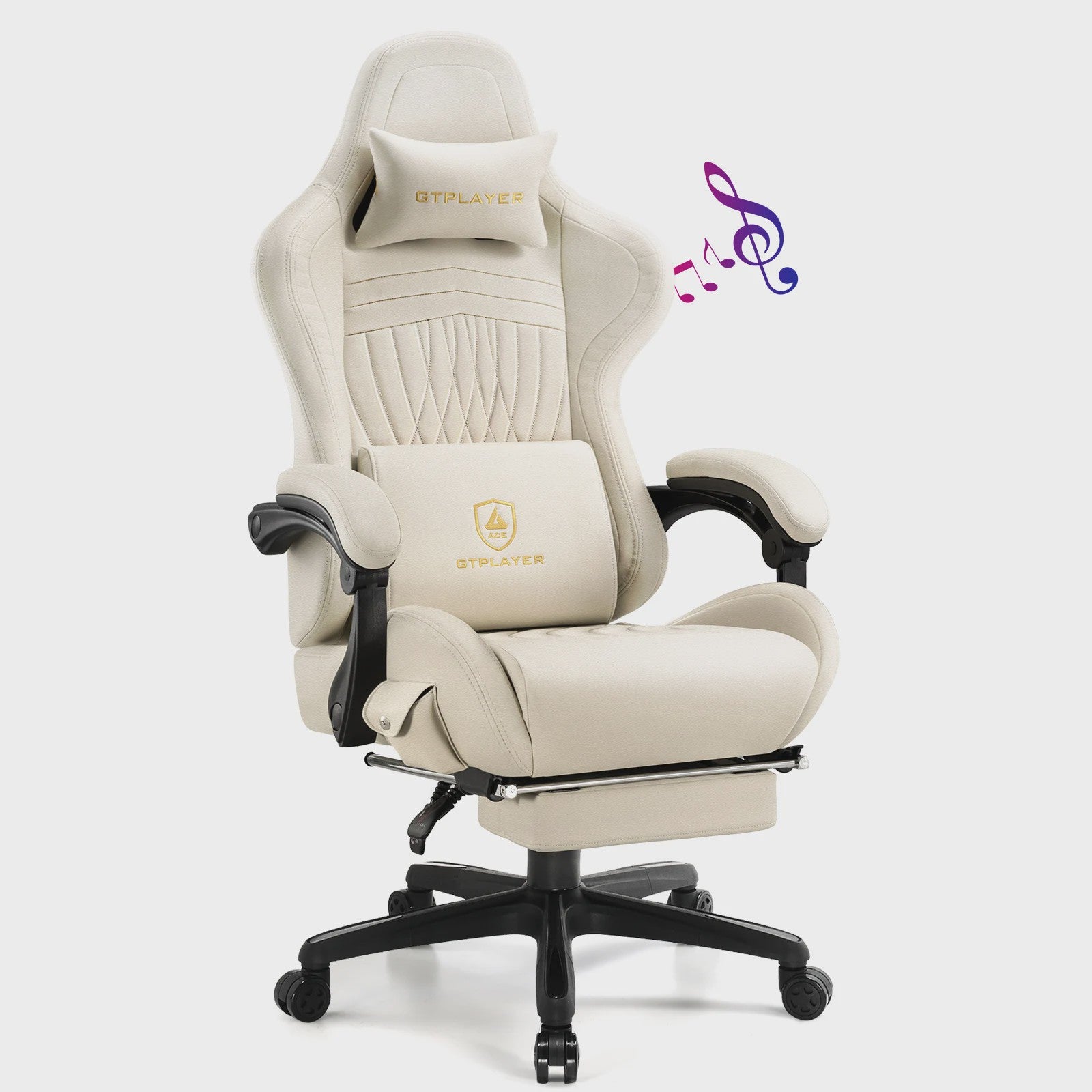GTPLAYER Ergonomische Gaming Stoel met Voetensteun en Muziek Speakers tot 150kg