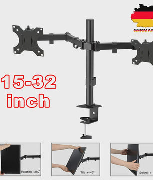 Dubbele Monitor Arm Stand met Gasveer - Verstelbaar voor 15-32 Inch Schermen, 16KG per Arm