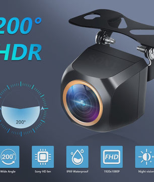 Full HD 1920x1080P Auto Camera met 200° Fisheye Lens, HDR & Nachtzicht - Voor- en Achteruitrijcamera