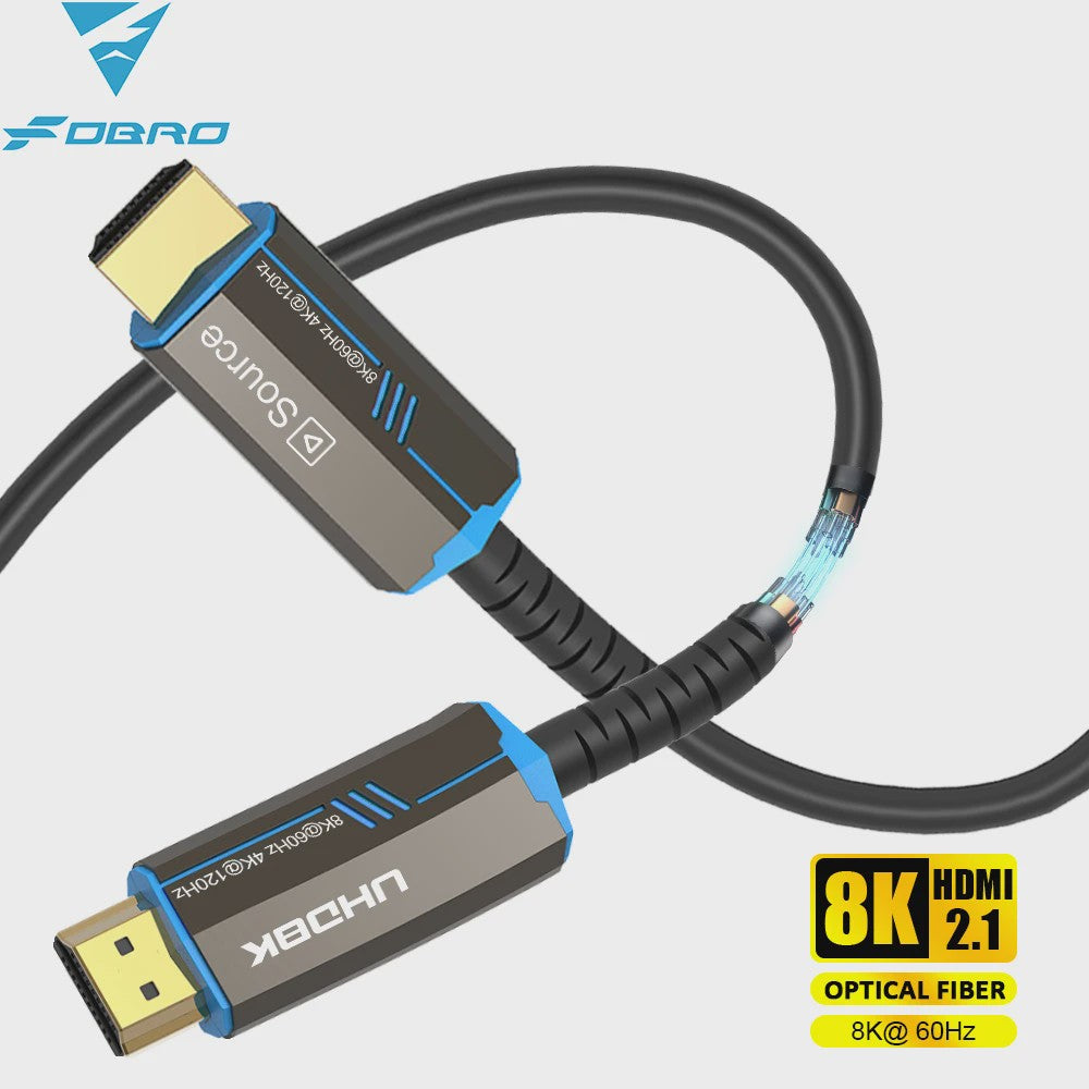 FDBRO 8K HDMI 2.1 Fiber Optic Kabel - 48Gbps, 120Hz, HDR voor TV, Console & PC
