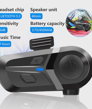 Bluetooth 5.3 Motorhelm Headset - Handsfree Bellen, Muziek & Waterdicht