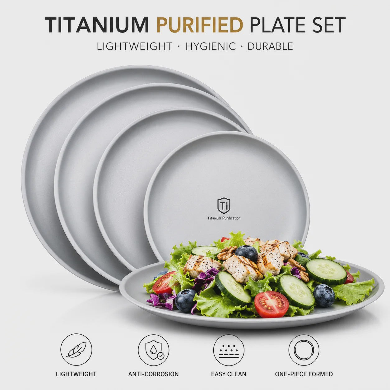 Titanium RVS Camping Borden Set - Lichtgewicht, Hygiënisch & Duurzaam (3/5 Stuks)