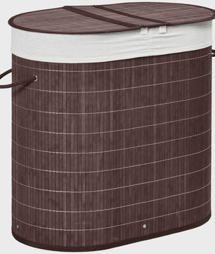 Homcom Bamboe Wasbox met Deksel en 2 Compartimenten - 100L