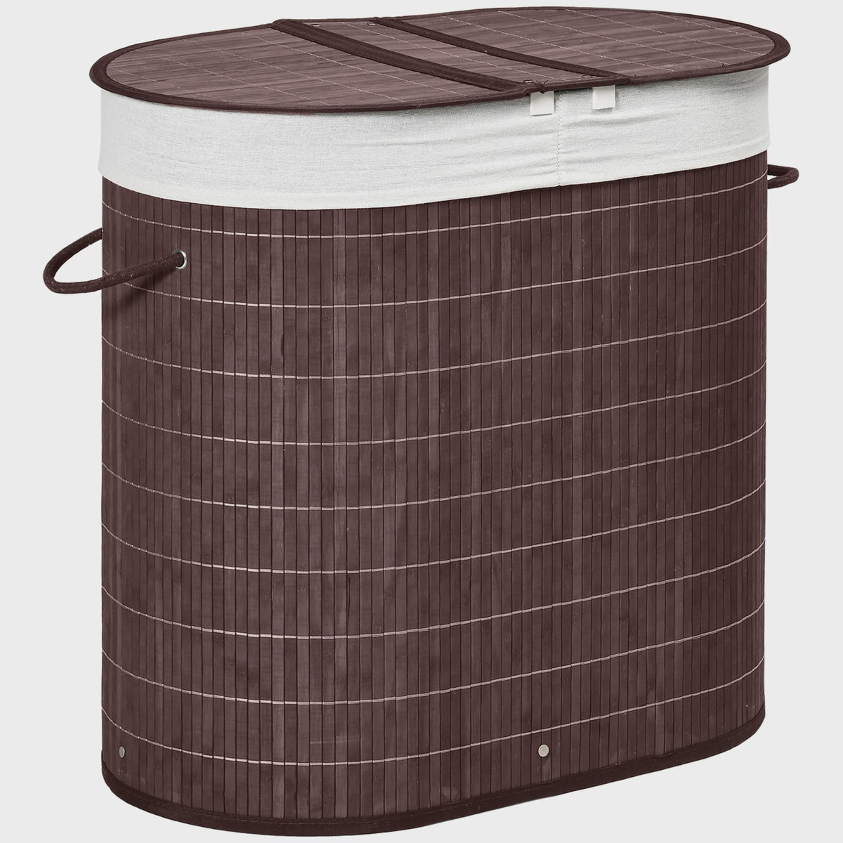 Homcom Bamboe Wasbox met Deksel en 2 Compartimenten - 100L