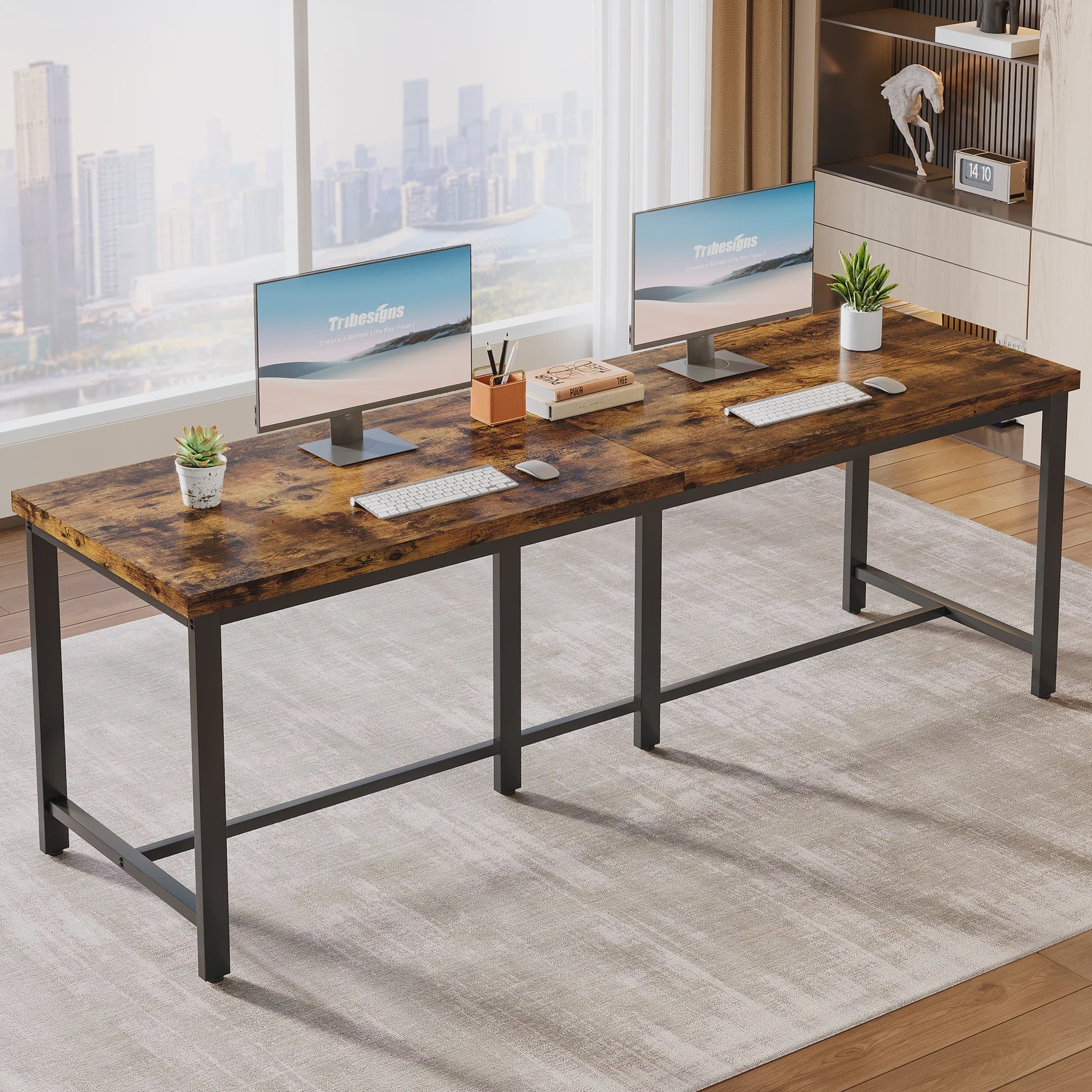 Extra Lange Bureau voor 2 Personen - 200 cm Breed Werkstation Bureau