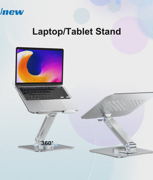 Verstelbare Aluminium Laptopstandaard met 360° Rotatie & Anti-slip Basis - Ideaal voor Laptop, Tablet & Monitor